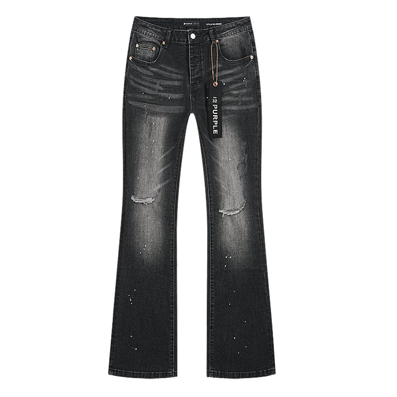 Purple Brand Washed Black Distressed Paint-Splatter Jeans