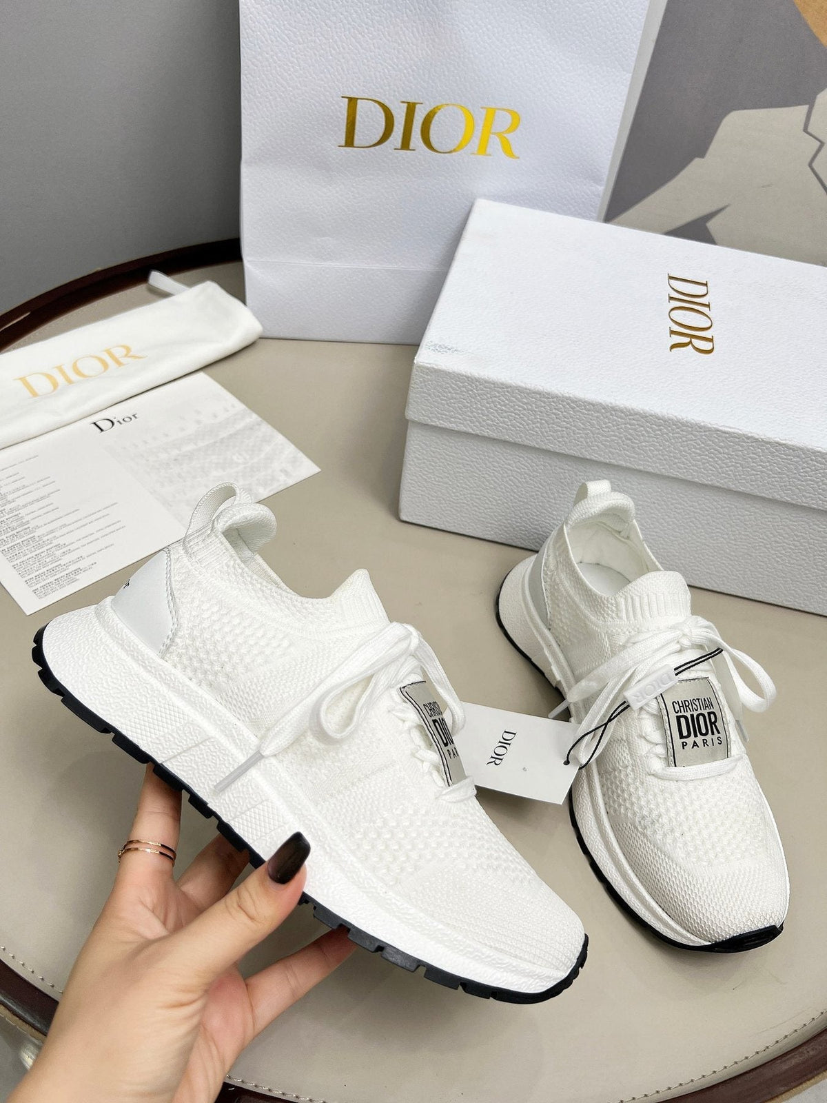 Dior Knit Lace-Up Sneakers - Padded Collar