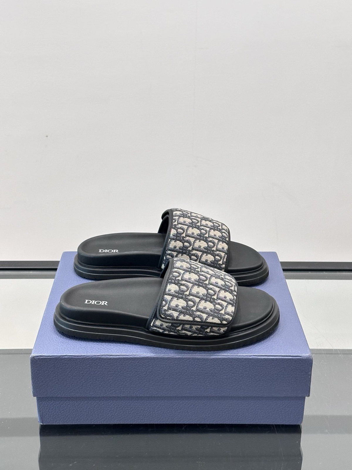 Dior Patterned Strap Slide Sandals - Open Toe And Backless Design